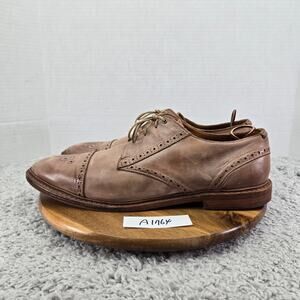 Allen Edmonds Bainbridge Brown Leather Cap Toe Brogue Medallion Oxford Mens 14 D